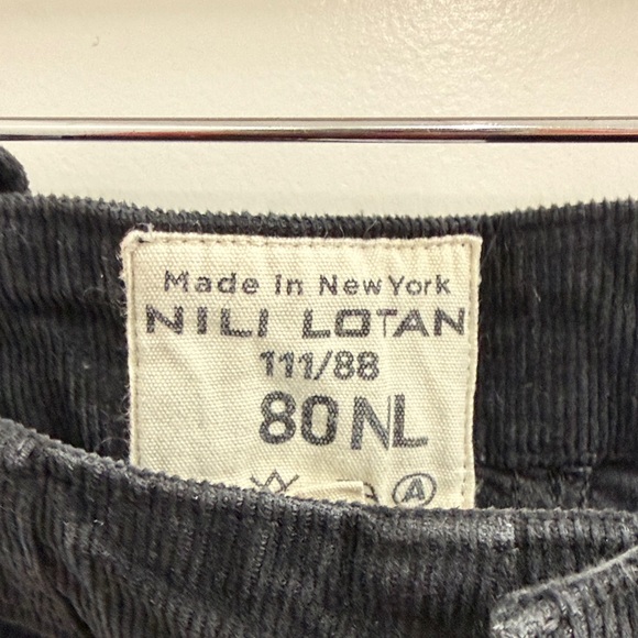 Nili Lotan Jenna Corduroy Mid Rise Crop Frayed Hem Size 4 Charcoal Gray - Picture 2 of 3
